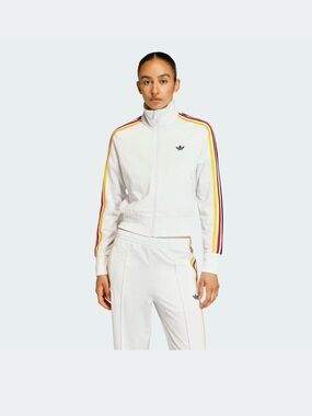 adidas White Track Pants with Yellow & Red Side Stripes